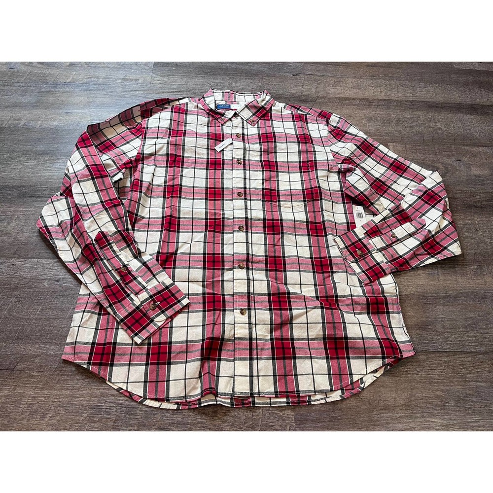 Old Navy Mens Button Up Shirt Everyday Shirt Large Long Sleeve Red Plaid O2